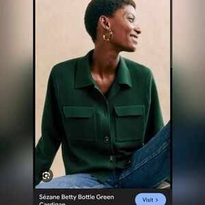 Sezane Betty Cardigan Bottle Green - Size M